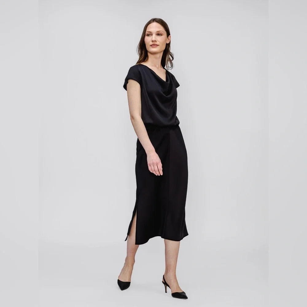 Ministry of Supply Black Swift Satin Reversible Skirt NWT